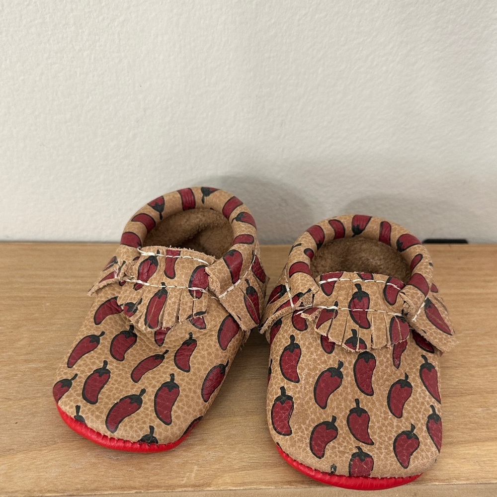 Freshly Picked Tan and Red Moccasins
